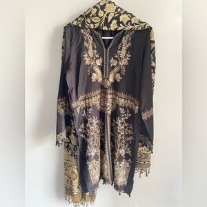 Maria b winter linen full embrioded dress